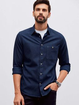 Andamen - Casual Men Indigo Cotton Regular Fit Shirt