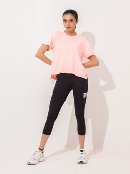 Kica - Reflect Top And Leggings - Pink/black (Set of 2)
