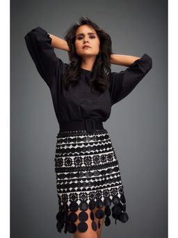 Deepika Arora - Womens Black Shirt With Skirt And Belt (Set of 2)