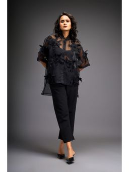 Deepika Arora - Womens Black Shirt With Pant And Bustier (Set of 3)