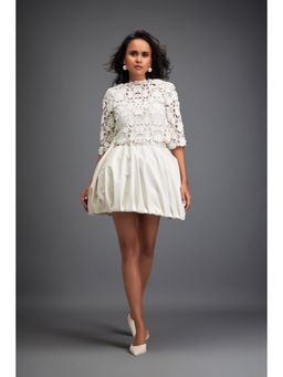 Deepika Arora - Womens White Top With Skirt (Set of 2)