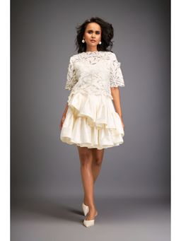 Deepika Arora - Womens White Top With Skirt And Inner (Set of 3)
