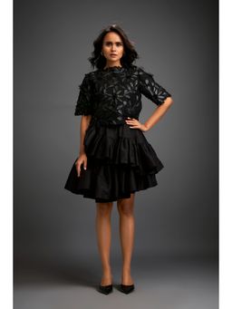 Deepika Arora - Womens Black Top With Skirt And Inner (Set of 3)