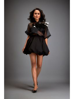 Deepika Arora - Womens Black Shirt With Skirt And Bustier (Set of 3)