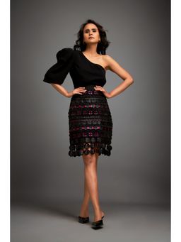 Deepika Arora - Womens Black Top With Skirt (Set of 2)