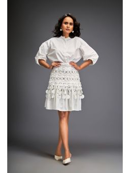 Deepika Arora - Womens White Shirt With Skirt (Set of 2)
