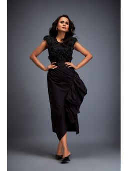 Deepika Arora - Womens Black Top With Skirt (Set of 2)