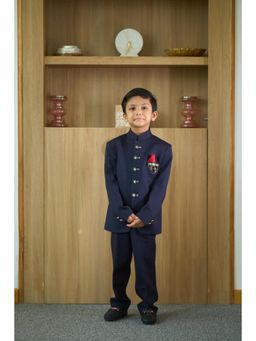 devils n angels - Navy Blue Jodhpuri Coat Suit for Boys (Set of 4)