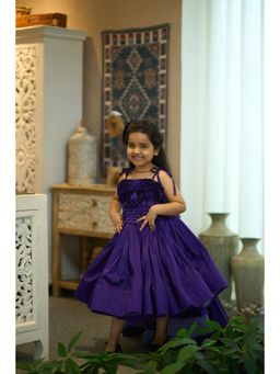 devils n angels - Purple Party Wear Gown with Hair Pin for Special Occasions (Set of 2)