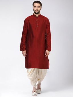 KISAH - Men Maroon Kurta (Set of 2)