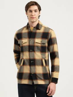 United Colors of Benetton - Men Khaki Checks Pure Cotton Shirt