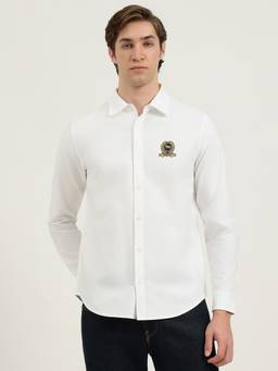 United Colors of Benetton - Men White Solid/Plain Pure Cotton Shirt