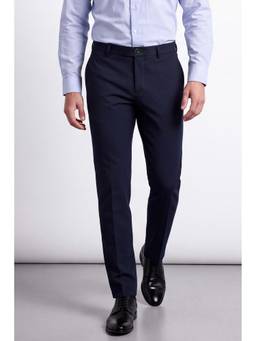 Allen Solly - Men Navy Blue Solid/Plain Polyester Trouser