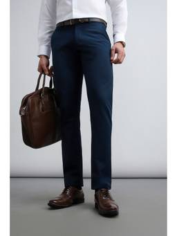 Allen Solly - Men Navy Blue Solid/Plain Polyester Trouser