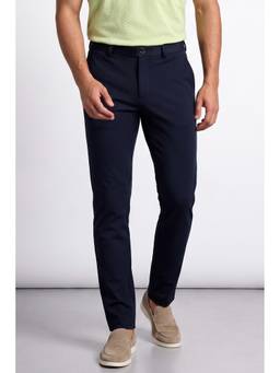 Allen Solly - Men Navy Blue Solid/Plain Polyester Trouser