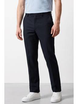 Allen Solly - Men Navy Blue Solid/Plain Polyester Blend Trouser