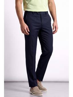 Allen Solly - Men Navy Blue Solid/Plain Polyester Blend Trouser