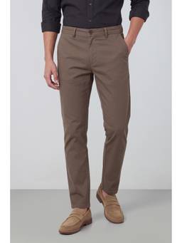 Peter England - Men Brown Solid/Plain Cotton Blend Trouser