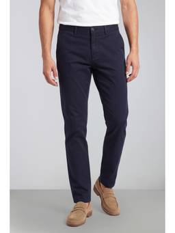 Peter England - Men Navy Blue Solid/Plain Cotton Blend Trouser