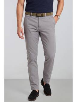 Peter England - Men Grey Solid/Plain Cotton Blend Trouser