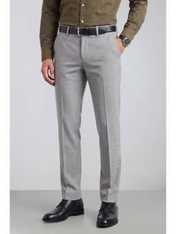Peter England - Men Grey Checks Polyester Blend Trouser