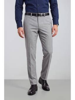 Peter England - Men Grey Checks Polyester Blend Trouser