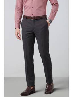 Peter England - Men Brown Solid/Plain Polyester Trouser