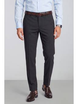 Peter England - Men Navy Blue Checks Polyester Blend Trouser