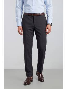 Peter England - Men Charcoal Checks Polyester Blend Trouser
