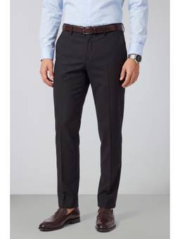Peter England - Men Brown Solid/Plain Polyester Blend Trouser
