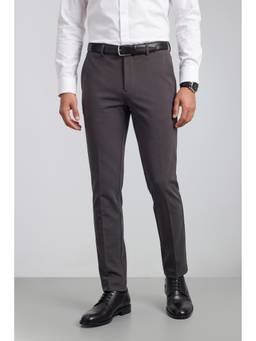 Peter England - Men Charcoal Solid/Plain Viscose Blend Trouser