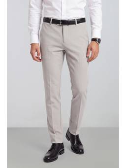 Peter England - Men Grey Solid/Plain Viscose Blend Trouser