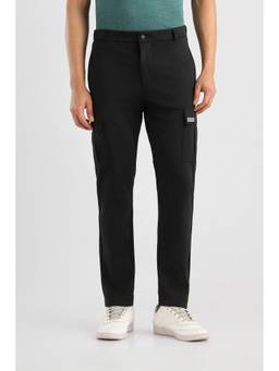 Van Heusen - Men Black Solid/Plain Cotton Blend Cargo