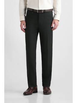 Van Heusen - Men Green Solid/Plain Polyester Blend Trouser