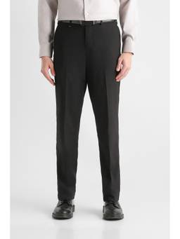 Van Heusen - Men Black Solid/Plain Polyester Blend Trouser