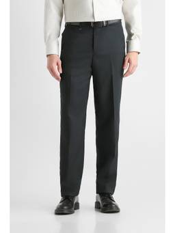 Van Heusen - Men Grey Solid/Plain Polyester Blend Trouser