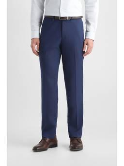 Van Heusen - Men Navy Blue Solid/Plain Polyester Blend Trouser