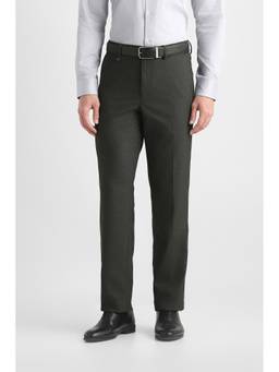 Van Heusen - Men Charcoal Stripes Polyester Blend Trouser
