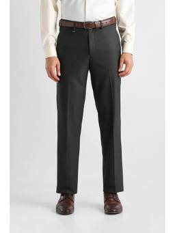 Van Heusen - Men Charcoal Checks Polyester Blend Trouser