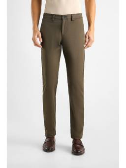 Van Heusen - Men Brown Solid/Plain Polyester Trouser