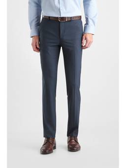 Van Heusen - Men Navy Blue Solid/Plain Polyester Trouser