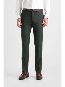 Van Heusen - Men Green Solid/Plain Polyester Blend Trouser