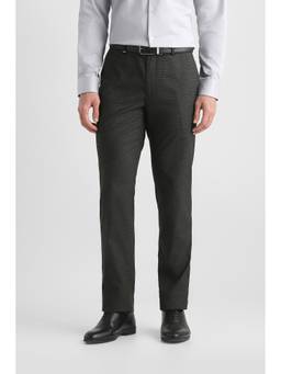 Van Heusen - Men Charcoal Solid/Plain Polyester Blend Trouser