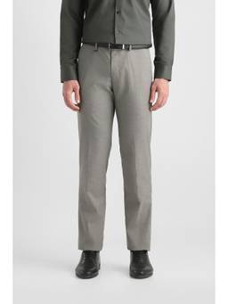 Van Heusen - Men Grey Solid/Plain Polyester Blend Trouser