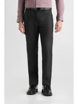 Van Heusen - Men Charcoal Checks Polyester Blend Trouser