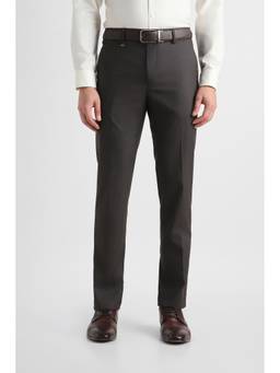 Van Heusen - Men Brown Checks Polyester Blend Trouser