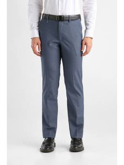 Van Heusen - Men Blue Solid/Plain Polyester Blend Trouser