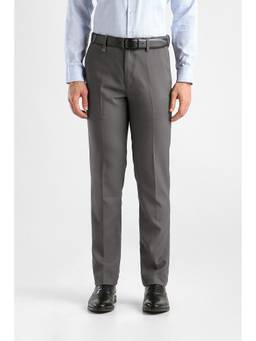 Van Heusen - Men Grey Solid/Plain Polyester Blend Trouser