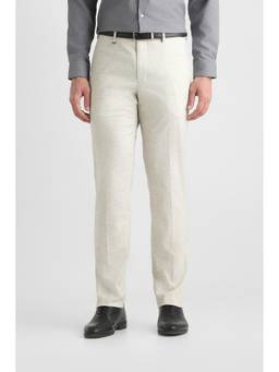 Van Heusen - Men Beige Solid/Plain Polyester Blend Trouser