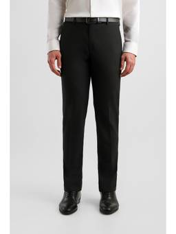 Van Heusen - Men Black Solid/Plain Polyester Blend Trouser